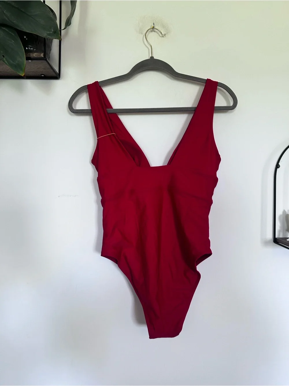NWT Quince Red Italian Plunge One-Piece Swimsuit Size Small